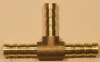 (image for) Fuel pipe 3 way T piece, barbed, 1/4inch 6mm brass