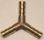 (image for) Fuel pipe 3 way Y piece, barbed, 1/4 inch 6mm brass