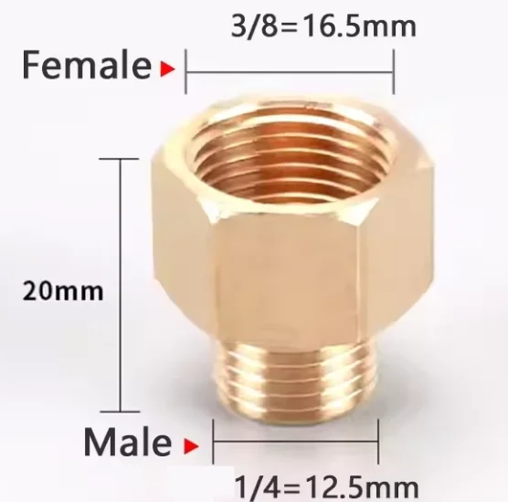 (image for) Fuel / oil tank adaptor 3/8 BSP female to 1/4 BSP male, brass, plain suit Norton oil tank 