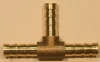 (image for) Fuel pipe 3 way T piece, barbed, 1/4inch 6mm brass