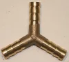 (image for) Fuel pipe 3 way Y piece, barbed, 1/2 inch 12mm brass