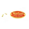 (image for) Badge, Patent, red brass, inc rivets, Norton twins