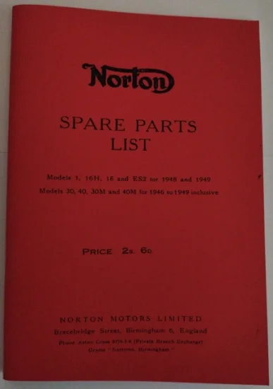 Modal Additional Images for Norton spare parts list, 1949