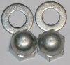 (image for) Nuts + washers, footrest pedal spindle, domed, Norton, set2