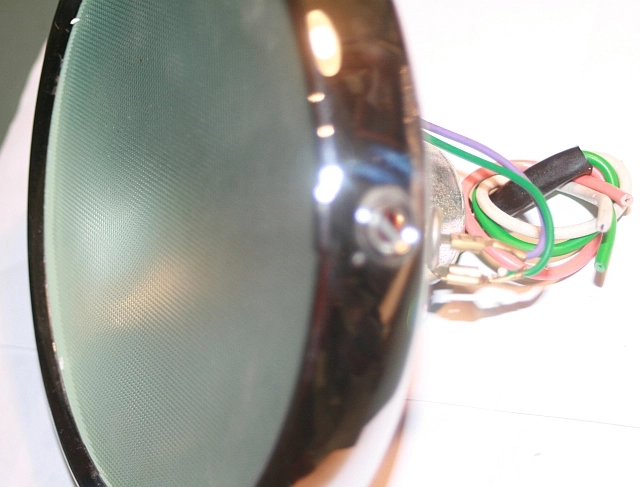 Headlight reflector + flat glass, assembly,Lucas style, 6 in