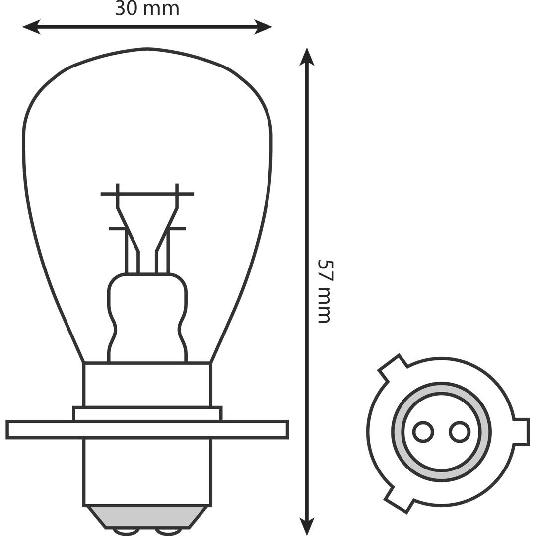 Bulb, Headlight, P15D-25-3 6v 25/25w, Tungsten