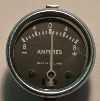 (image for) Ammeter, lucas pattern, 8-4-0-4-8, 1 5/8in black