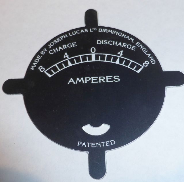 Ammeter face plate, left hand charge 8-4-0-4-8 1-13/16" diam