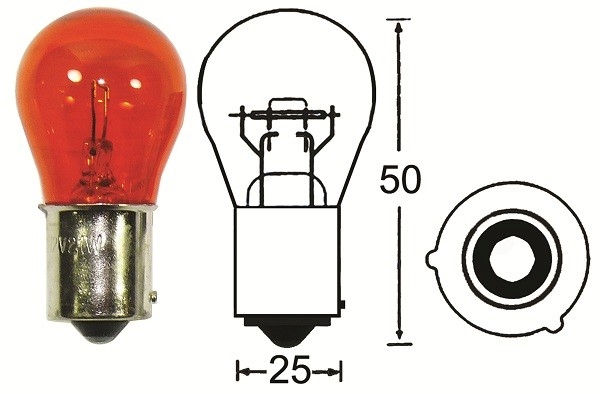 Bulb, Indicator, 12V 21w, Amber, BAU15S staggered pins