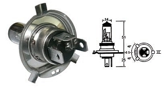 (image for) Bulb, Headlight, P43T H4 12v 45/45w, Halogen
