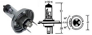 (image for) Bulb, Headlight, P45T H4 12v 60/55w, Halogen
