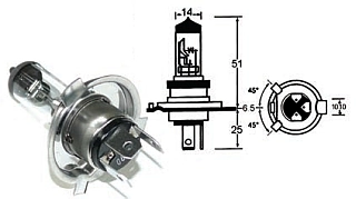 (image for) Bulb, Headlight, PX43T H4 12v 35/35w, Halogen