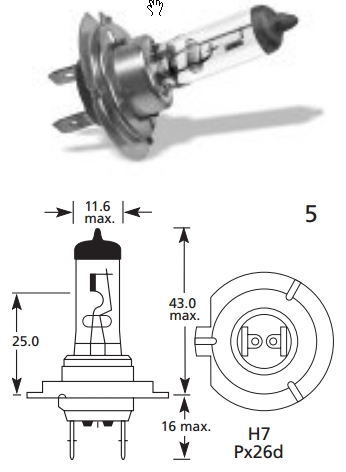 Bulb, Headlight, Px29d, 12v 55w H7, Halogen - Click Image to Close