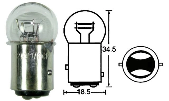 (image for) Bulb, Tail light/stop, 12V 23/8w small glass, Bay15d offset pins