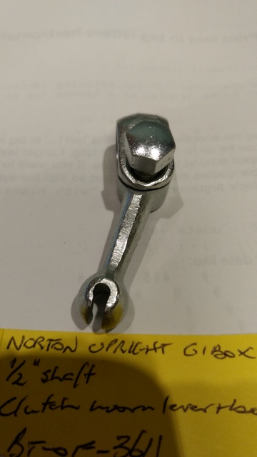 Clutch worm lever arm + bolt, Norton upright gbox (Refurb) 1/2" - Click Image to Close