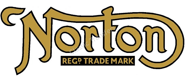 (image for) Decal, tank top, gold, small, Reg Trade Mark, Norton