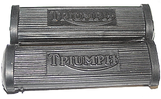 Footrest rubber, Triumph scripted, round, rect hole (pr) - Click Image to Close
