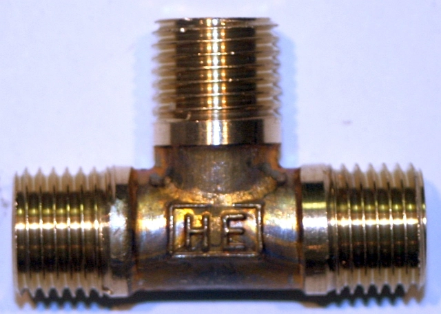 (image for) Fuel pipe 3 way T piece, 1/4 BSP brass