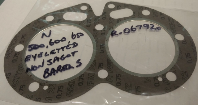 (image for) Gasket, cylinder head, Norton twin 500-650 no spigots, eyeletted