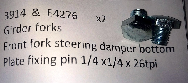 (image for) Bolt, steering damper bottom plate, Norton girders (pr)