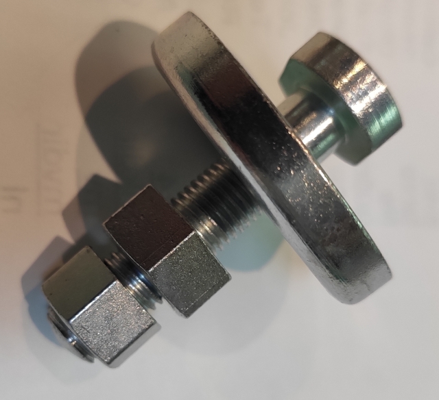 Rear chain/wheel adjuster bolt + nut+ cup, Norton plunger frame assy