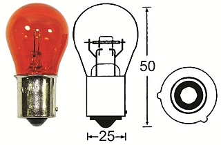 Bulb, Indicator, 12V 21w, Amber, BAU15S staggered pins