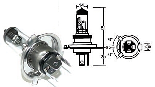 Bulb, Headlight, PX43T H4 12v 35/35w, Halogen