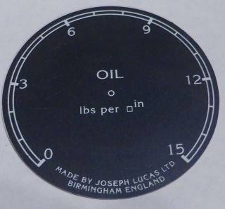 Oil pressure gauge face plate, 1-3/16" diam
