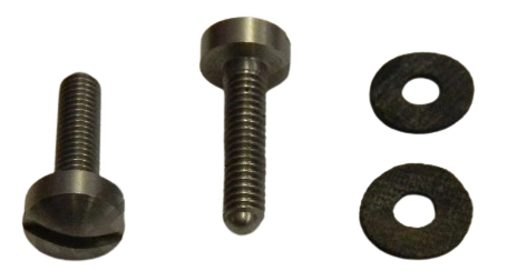 Screws, rounded cheese head 2BA x 3/4 stainless with rubber washer, pair